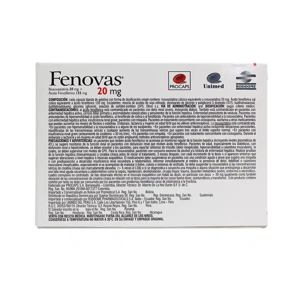 Fenovas Procaps 20 Mg 30 Caps Blandas E
