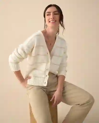 Suéter Tejido Crudo Vainilla Claro Talla S 661G206 Esprit