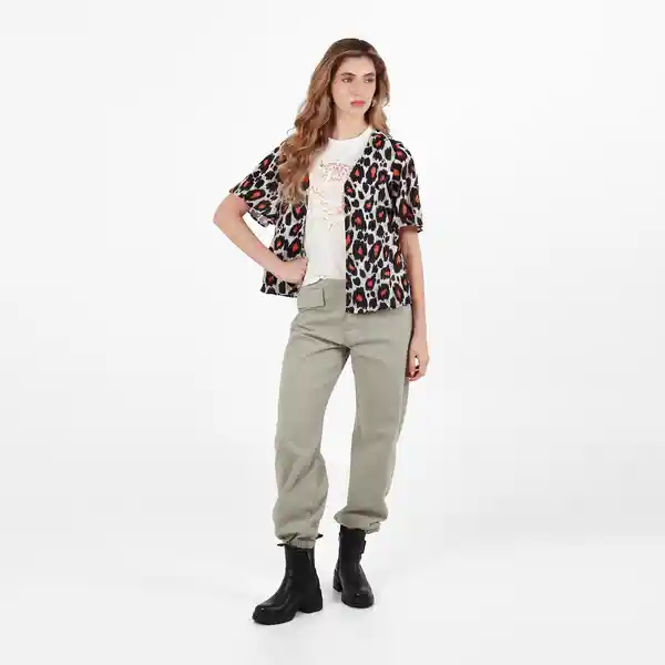 Blusa Cuello V Manga Corta Multicolor Talla S 539852