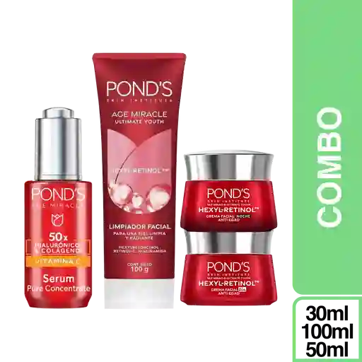 Combo Regalo Pond's Age Miracle Día + Noche + Sérum + Limpiador