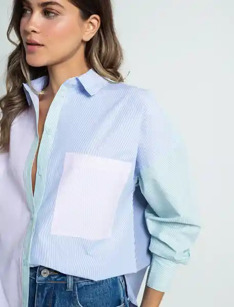 Camisa Colors Mujer Azul Sodalita Oscuro Talla L 513F308 Naf Naf