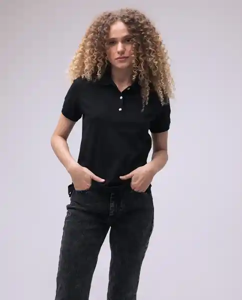  Camiseta Polo Mujer Negro Talla Xl 600D007 AMERICANINO 