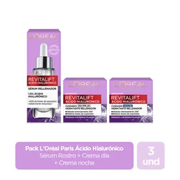 Combo L'Oréal Paris Hialurónico Sérum + Crema Día + Crema Noche