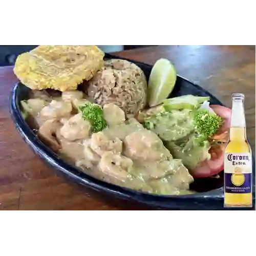 Combo Filete en Salsa de Camarones + Cerveza Corona