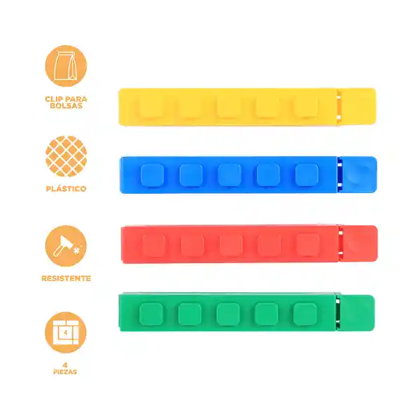 Clips Para Sellar Alimentos Building Blocks 4 Piezas Miniso