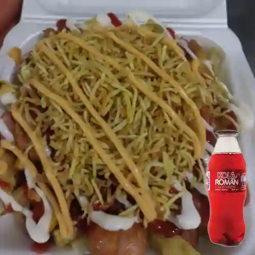 Combo Salchipapa Extrema + Kola Román Original 250ML