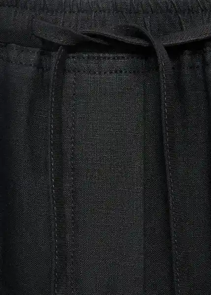 Pantalón Linen Negro Talla XS Mujer Mango