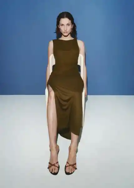 Vestido Cacao Khaki Talla S Mujer Mango