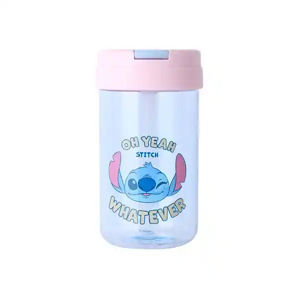 Vaso Plástico Tapa Abatible Disney Stitch Azul 500 mL Miniso