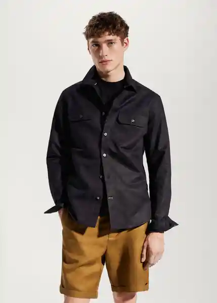 Camisa Umbria Negro Talla L Hombre Mango