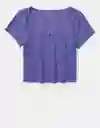 Camiseta Algodón Ultrasuave Aerie Azul X-Small American Eagle
