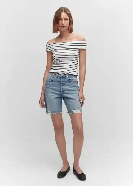 Camiseta Berta-H Offwhite Talla L Mujer Mango