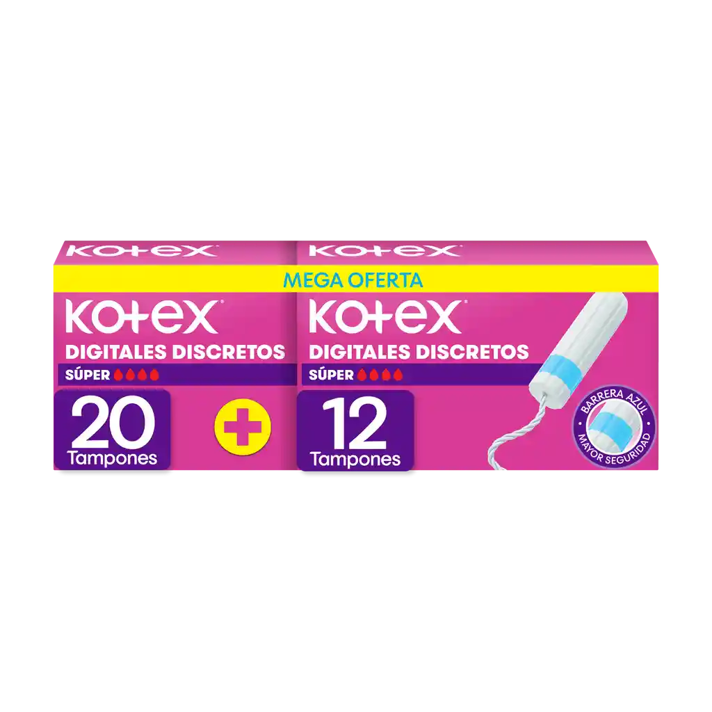 Tampones Digitales Kotex Discretos Super Mega Oferta 32 Unidades