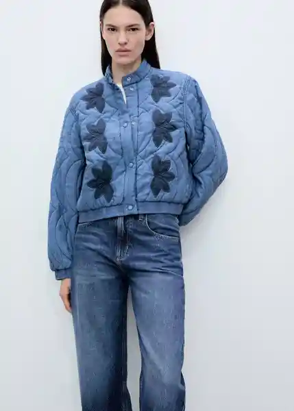 Chaqueta Puzzle Azul Talla S Mujer Mango