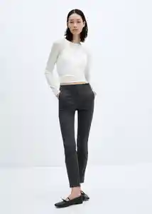 Pantalón Cola Gris Claro Vigoré Talla 36 Mujer Mango