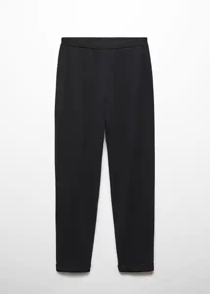 Pantalón Pique Negro Talla 18 Mujer Mango