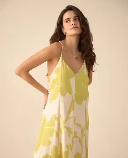 Vestido Amarillo Linaza Medio Talla S 691G003 Esprit