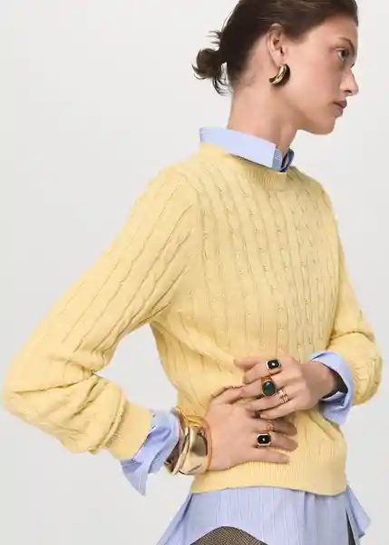 Jersey Sunny Amarillo Pastel Talla M Mujer Mango