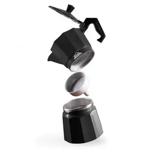 Home Elements Cafetera Italiana Aluminio Negra 9 Tazas