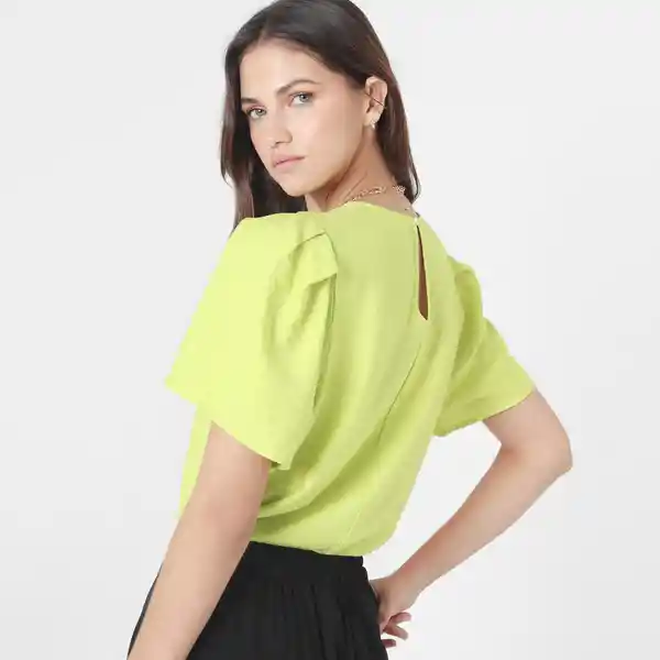 Blusa Cuello Redondo Manga Corta Verde Talla S 728546