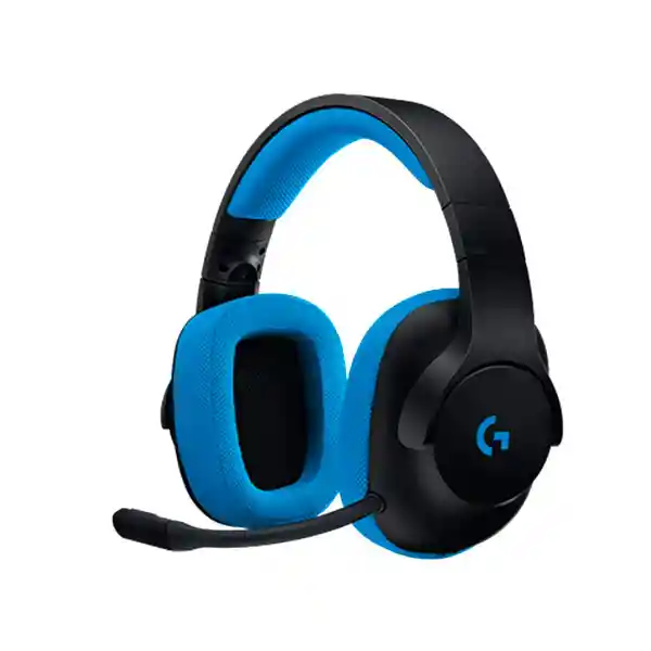 Logitech Audífono Gamer 233 Negro y Celeste