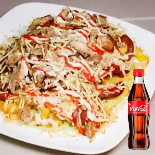 Combo Salchipapa de Pollo + Coca Cola Original 300ML