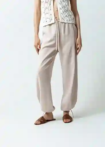 Pantalón Mujer Poppy Beige Goma Medio Talla 8 031G371 Naf Naf