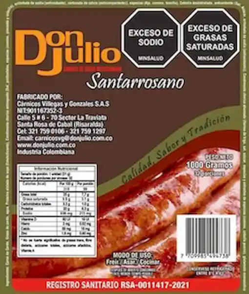 E & M Gourmet Chorizo de Cerdo Ahumado Fresco Empacado al Vacío