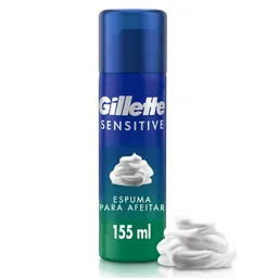 GILLETTE Sensitive Espuma de Afeitar para Piel Sensible de 155mL Protección y Menos Irritación al Afeitarte con Máquina de Afeitar para Hombre