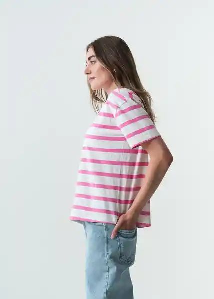 Camiseta Mujer Crudo Puro Claro Talla L 403G045 Naf Naf