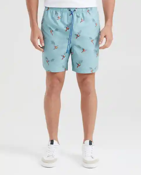 Short Bird Print Swimwear Azul Piedra Medio Talla S Chevignon
