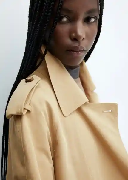 Abrigo Trench Fluid Camel Talla 18 Mujer Mango