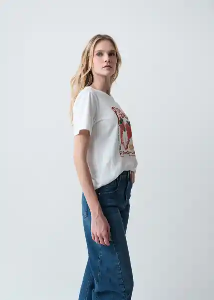 Camiseta Mujer Crudo Puro Claro Talla M 403G046 Naf Naf