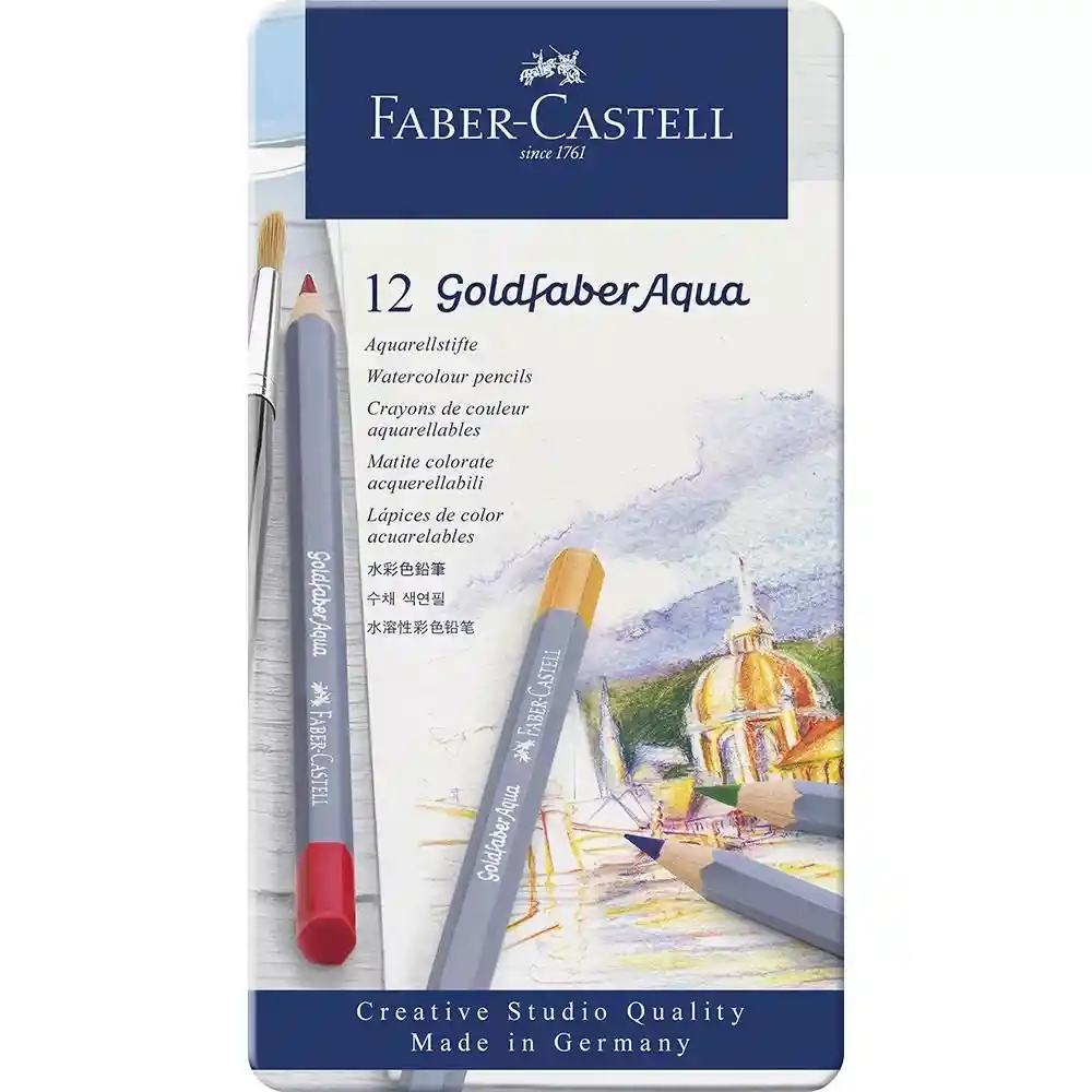 Lapices De Color Acuareables Faber Castell Alemanes X 12 Unid, Caja Metàlica