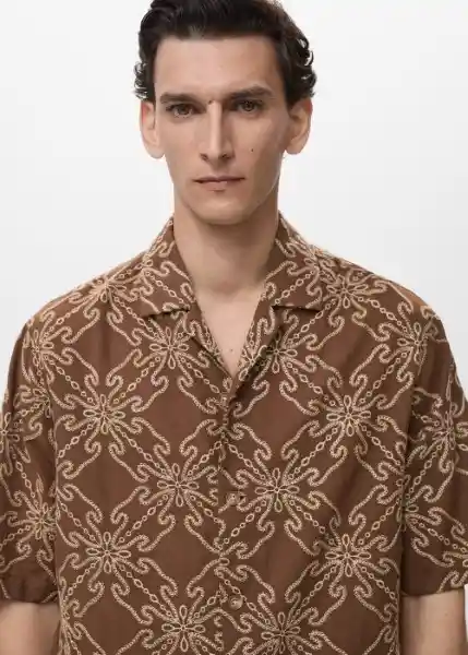 Camisa Saona Tabaco Talla M Hombre Mango