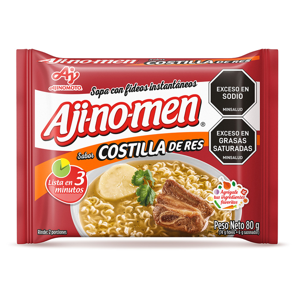 Sopa Aji-No-Men Con Fideos Sabor Costilla De Res (80 gr)