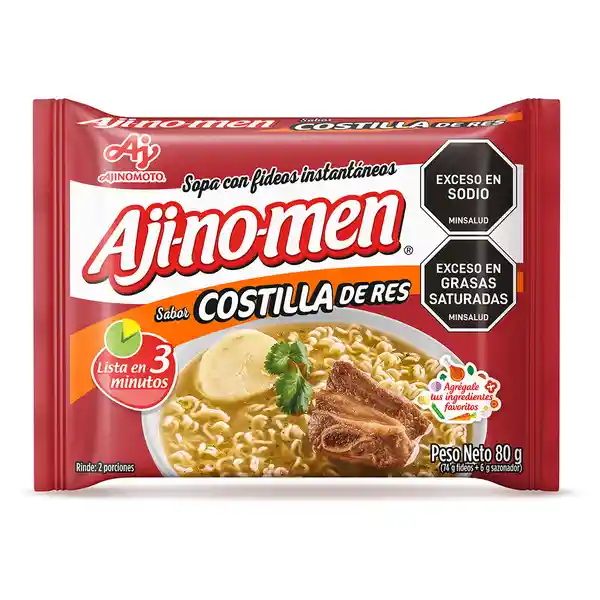 Ajinomen Sopa instantánea con Fideos sabor Costilla de Res 