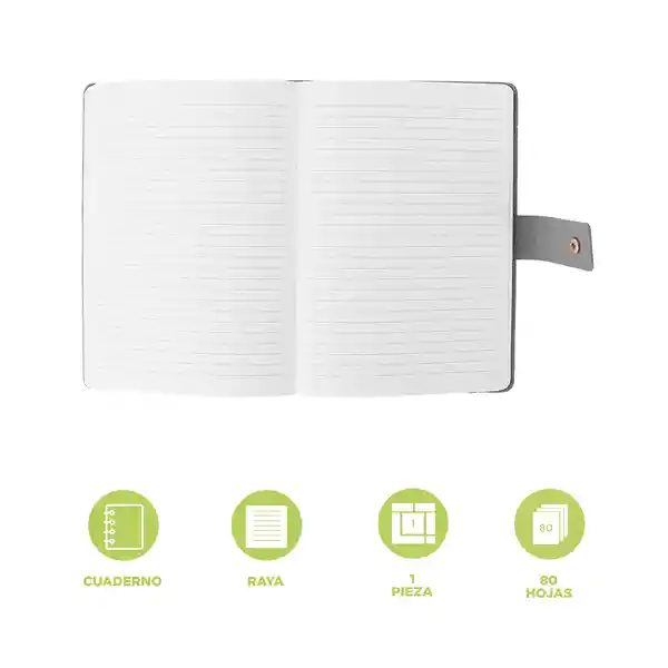 Agenda A5 Bolsillo y Broche 80 Hojas Serie Silver Gray Miniso