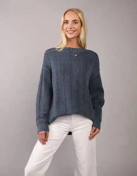 Suéter Tejido Mujer Azul Talla X-Small 1652766 American Eagle