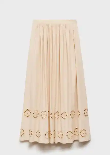Falda Pipo Beige Talla 40 Mujer Mango