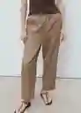 Pantalón Linen Topo Talla XL Mujer Mango
