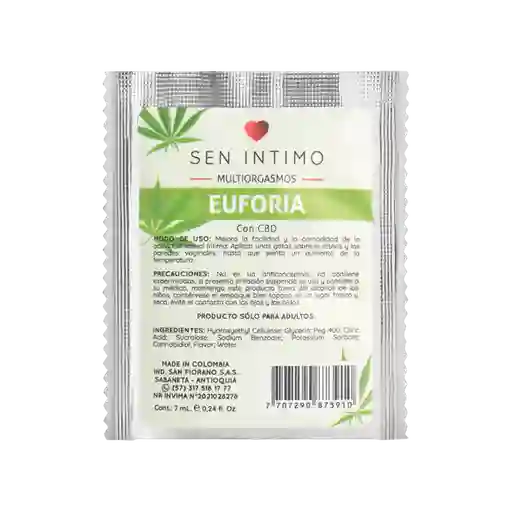 Sen Íntimo Lubricante Multiorgasmos Euforia Con Cbd