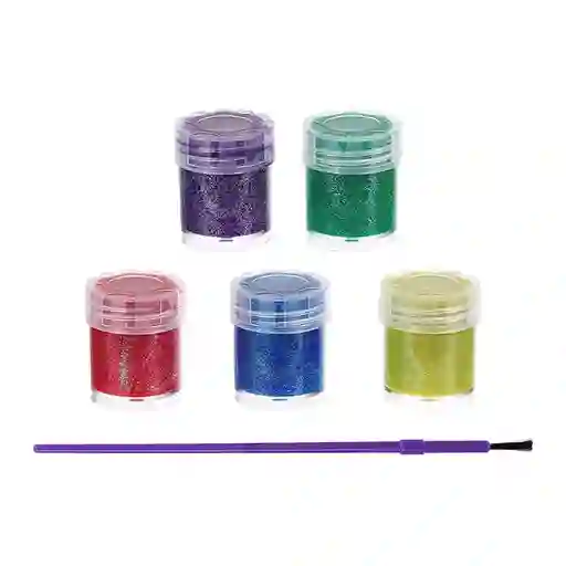 Miniso Set de Pinturas Glittler Con Pincel Pequeño Multicolor