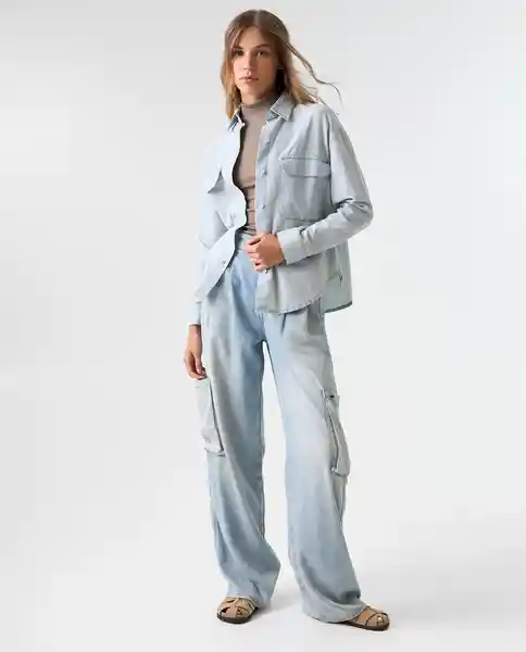 Camisa Mujer Azul Talla S 312G002_AZU114604 Americanino