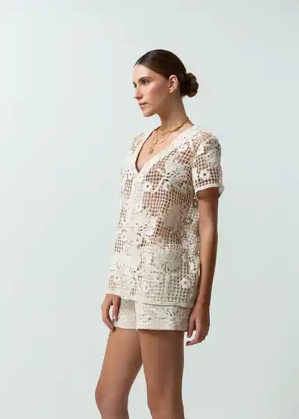 Camisa Tejido Crudo Marfil Mujer Claro Talla M/L 482G005 Naf Naf