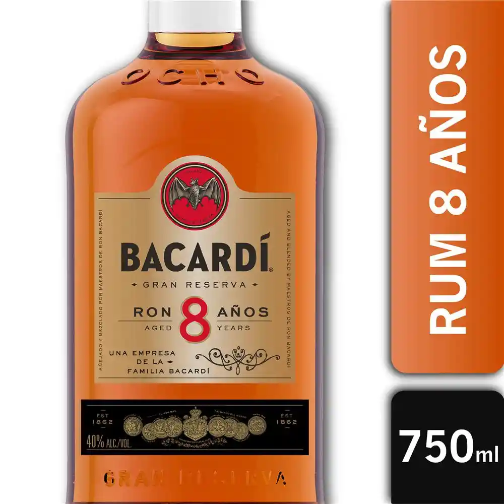 Bacardi Ron Reserva 8 Años 750 mL