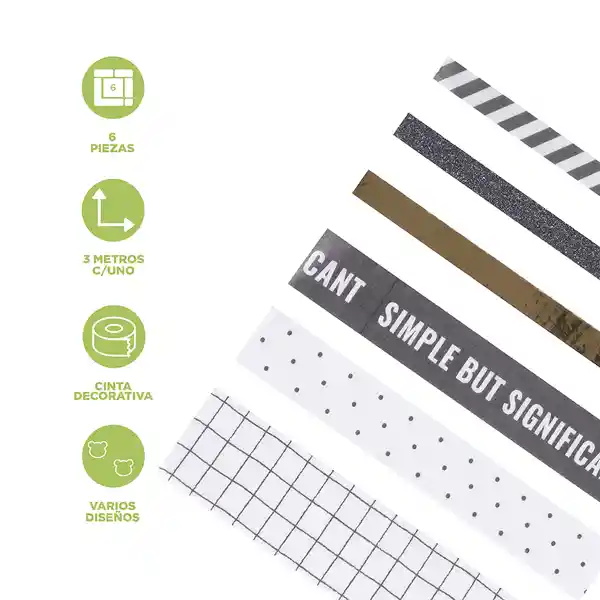 Set de Cintas Adhesivas Black & White Miniso