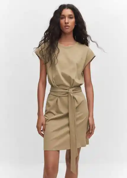 Vestido Nita Khaki Talla S Mujer Mango