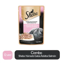 12 x Sheba Alimento Humedo Para Gato Adulto Salmon en Salsa