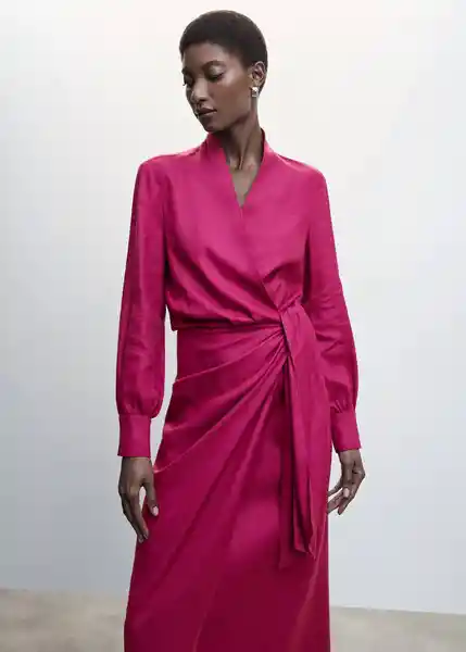 Vestido Rustik-A Fucsia Talla S Mujer Mango